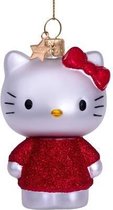 Glazen kerst decoratie Hello Kitty met rode jurk H9cm