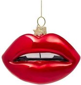 Ornament glass red opal sensual lips H7.5cm
