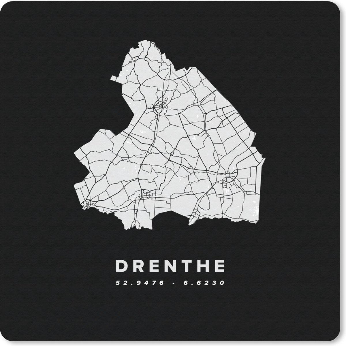 Muismat 30x30 cm - Mousepad Drenthe - Nederland - Kaart - Muismatten