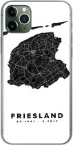 Geschikt voor iPhone 11 Pro Max hoesje - Friesland - Wegenkaart Nederland - Wit - Siliconen Telefoonhoesje