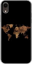 Geschikt voor iPhone XR hoesje - Wereldkaart - Doek - Kaart - Siliconen Telefoonhoesje