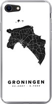 Geschikt voor iPhone 7 hoesje - Groningen - Kaart - Zwart - Wit - Siliconen Telefoonhoesje