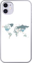 Geschikt voor iPhone 11 hoesje - Wereldkaart - Pastel - Landen - Siliconen Telefoonhoesje
