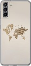 Telefoonhoesje Geschikt voor Samsung Galaxy S21 Plus hoesje - Wereldkaart - Touw - Bruin - Siliconen Telefoonhoesje