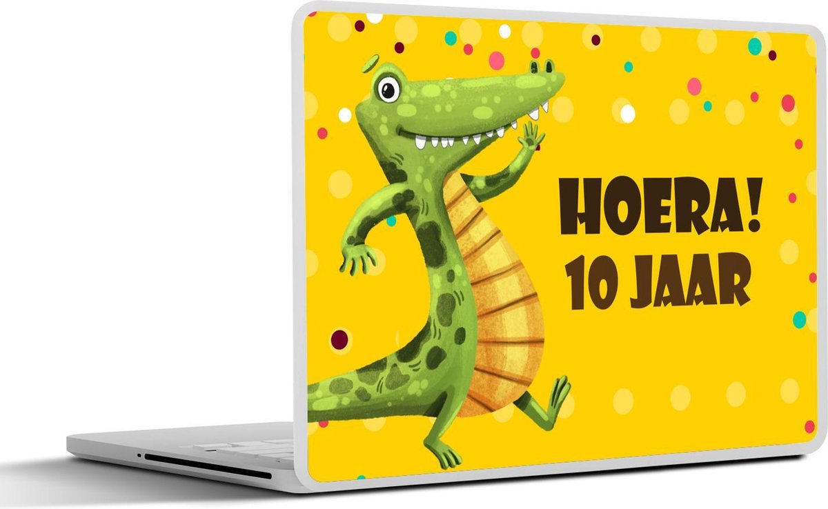 Laptop sticker - 13.3 inch - Jubileum - Krokodil - Confetti - 31x22,5cm - Laptopstickers - Laptop skin - Cover