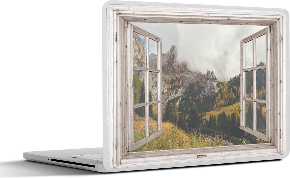 Laptop sticker - 12.3 inch - Doorkijk - Bos - Herfst - 30x22cm - Laptopstickers - Laptop skin - Cover