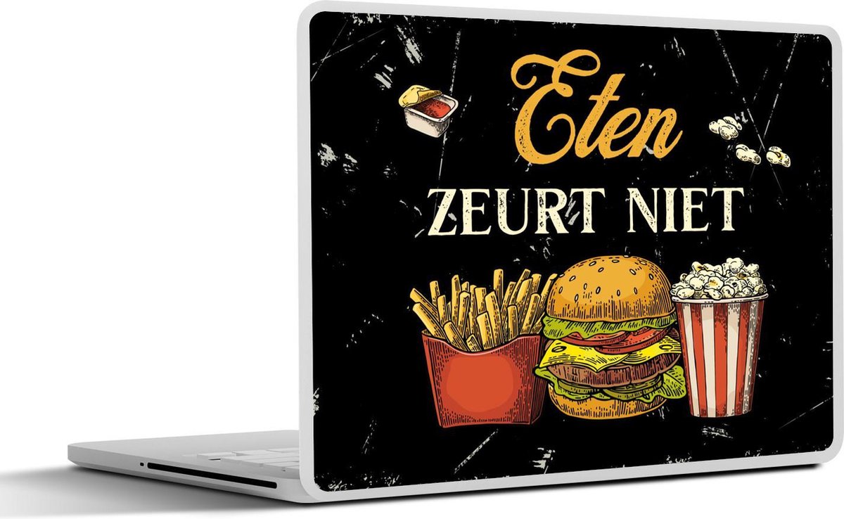 Laptop sticker - 13.3 inch - Eten - Tekst - Zwart - 31x22,5cm - Laptopstickers - Laptop skin - Cover - Cadeau voor vrouw - Cadeau voor man