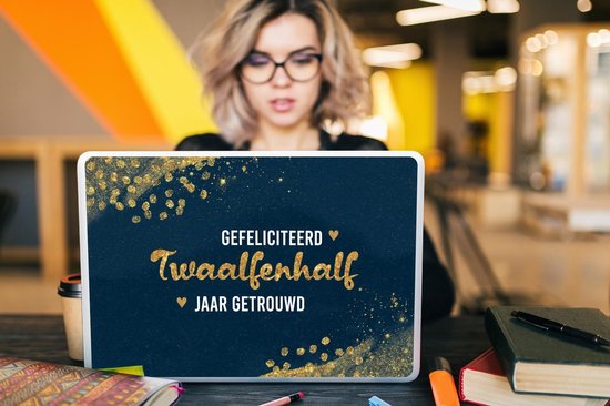 Sticker pour ordinateur portable - 17,3 pouces - Mariage - 12 5 ans mariés - Citation - Blauw