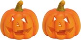 Set van 2x stuks theelichthouder / windlicht pompoen 13 x 12 cm - Halloween decoratie pompoen oranje - Kaarsenhouder