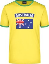 Australia geel/groen ringer t-shirt Australie met vlag - heren - Australische landen shirt - supporter kleding S