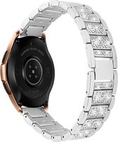 Smartwatch bandje - Geschikt voor Samsung Galaxy Watch 3 45mm, Gear S3, Huawei Watch GT 2 46mm, Garmin Vivoactive 4, 22mm horlogebandje - RVS metaal - Fungus - Glamour - Zilver
