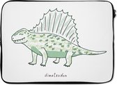 Laptophoes 14 inch - Kinderkamer - Dinosaurus - Dimetrodon - Jongens - Meisjes - Kinderen - Laptop sleeve - Binnenmaat 34x23,5 cm - Zwarte achterkant