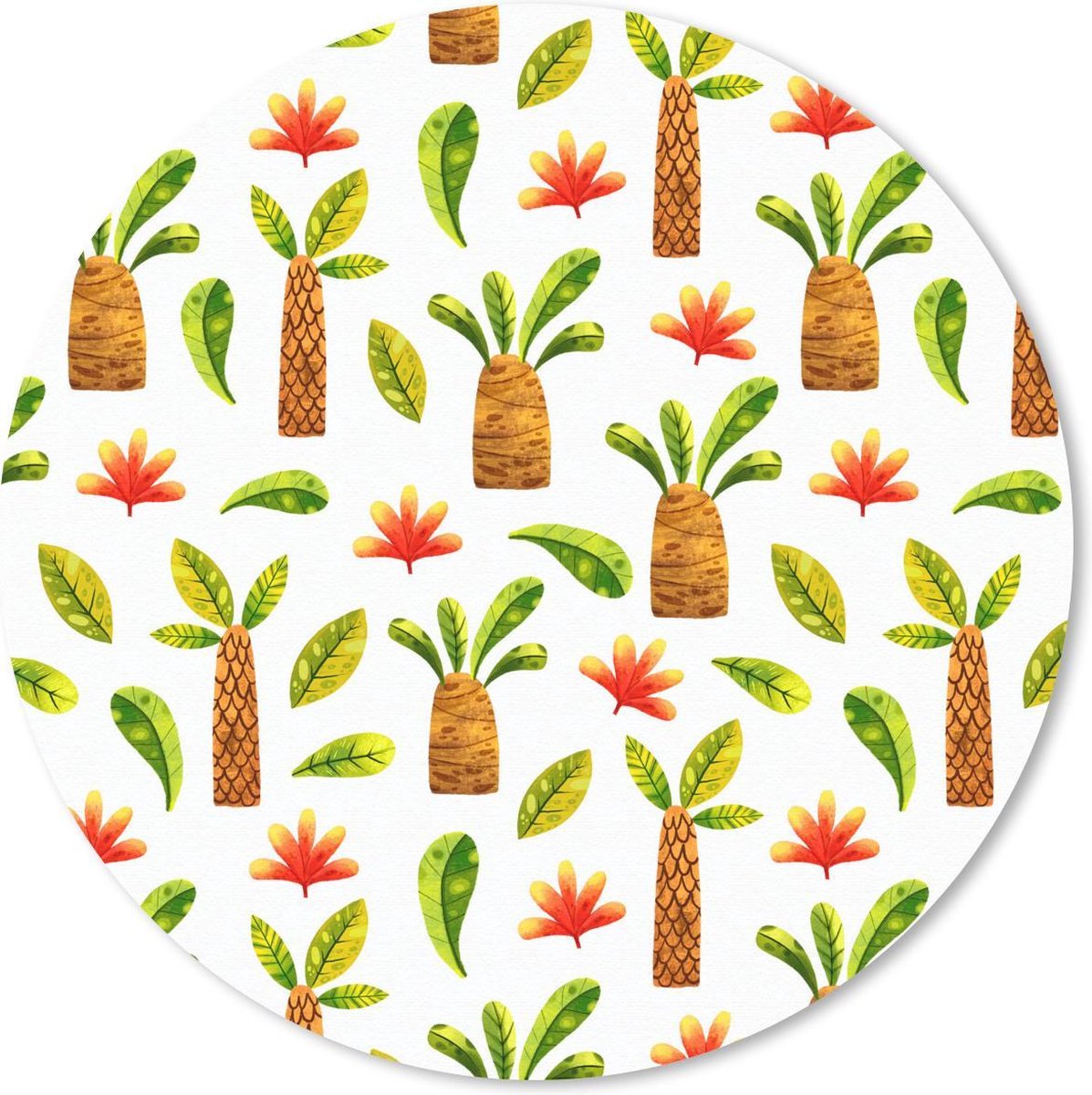 Muismat rond 40x40 cm - Mousepad Jungle - Bladeren - Palmboom - Ronde muismatten
