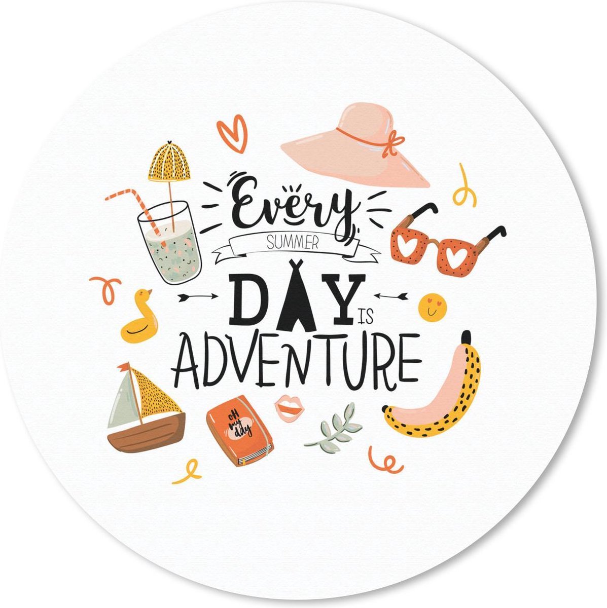 Muismat rond 30x30 cm - Mousepad Zomer - Zonnebril - Cocktail - Ronde muismatten