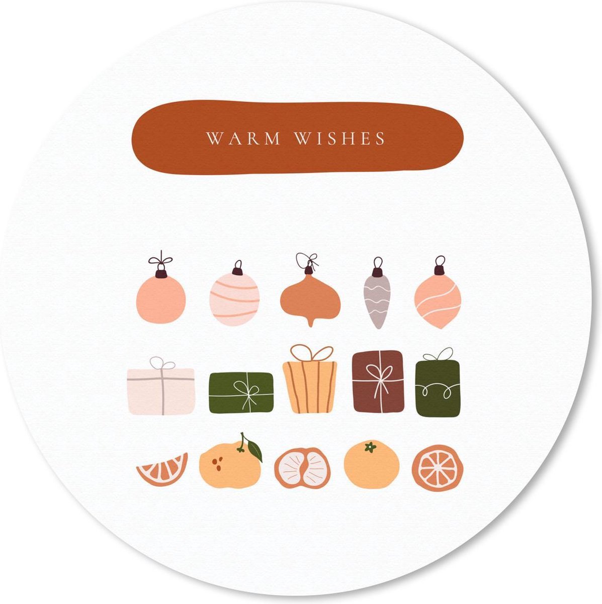 Muismat rond 30x30 cm - Mousepad Cadeaus - Kerstballen - Fruit - Quotes - Ronde muismatten - Kerst - Cadeau - Kerstcadeau voor mannen en voor vrouwen