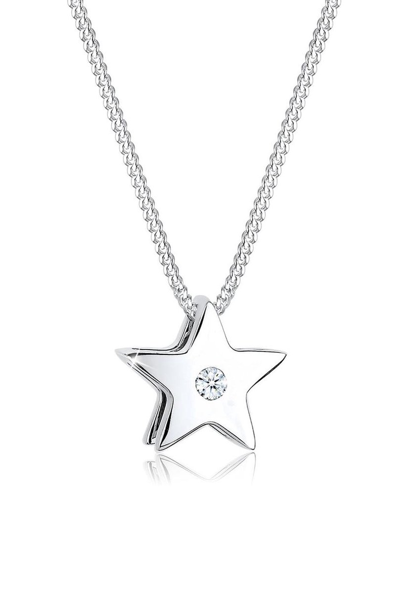 Elli PREMIUM Dames Halsketting Dames Astro Sterren Hanger Modern met Diamant (0,03 ct.) in 925 Sterling Zilver