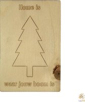 Lay3rD Lasercut - Houten Kerstkaart - Home Is Waar Jouw Boom Is - Berk