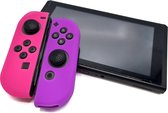 Siliconen Joy-Con Controller Hoesjes | Beschermhoes Skin | Geschikt voor Nintendo Switch & Lite | Softcover Case | Grip | Paars/Roze