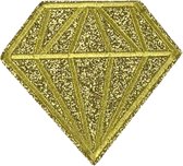 Goudkleurige Glitter Diamant Strijk Embleem Patch 7.6 cm / 6.8 cm / Goud
