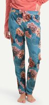 Cyell HORTUS DREAM dames pyjamabroek lang - Blauwe bloemenprint - Maat 42 Blauw met rozekleurige bloemen maat 42 (XL)