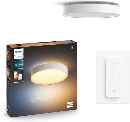 Philips Hue Devere plafondlamp – warm tot koelwit licht – wit – 38cm – 1 dimmer switch