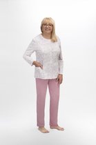 Martel Maria dames pyjama - wit/lichtroze - 100 % katoen XXL