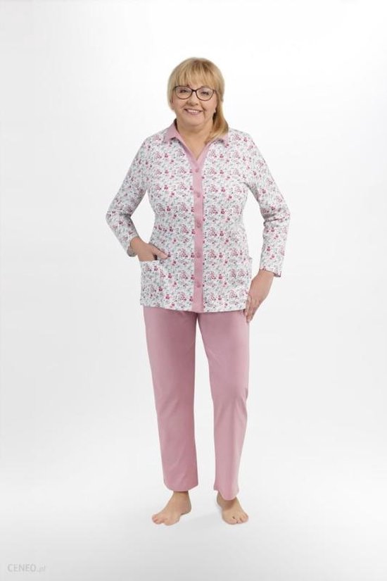 Martel- Elzbieta dames pyjama-lange mouwen- licht roze- 100 % katoen L