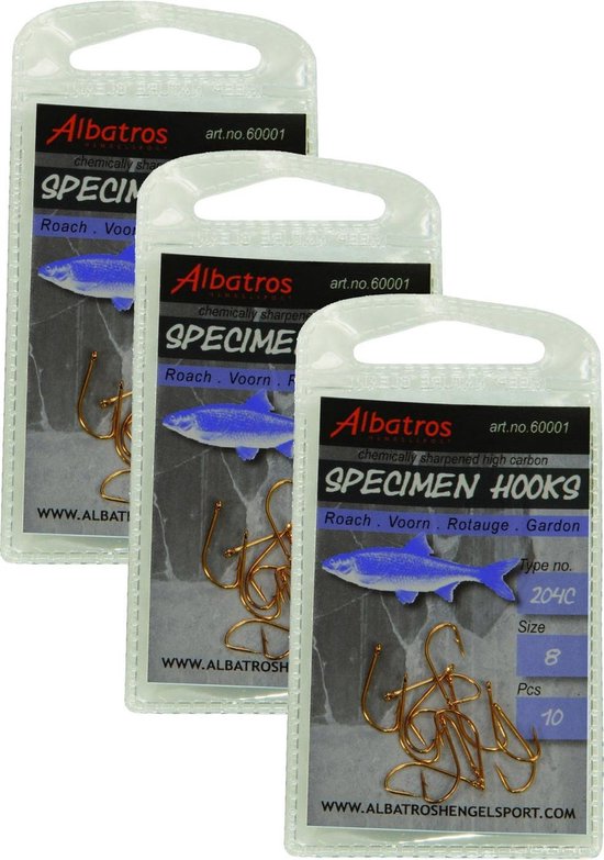 Albatros Haak Specimen Voorn 204c 10 stuks - Enkele Haak - 3 x 14 Witvis |  bol.com