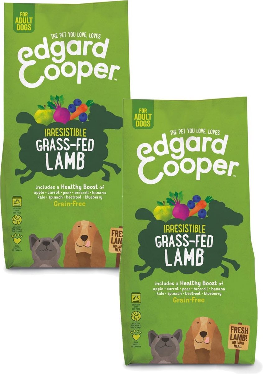 Bol.com Edgard & Cooper Irresistible Grass-Fed Lamb Adult Lam&Appel&Wortel - Hondenvoer - 2 x 7 kg aanbieding