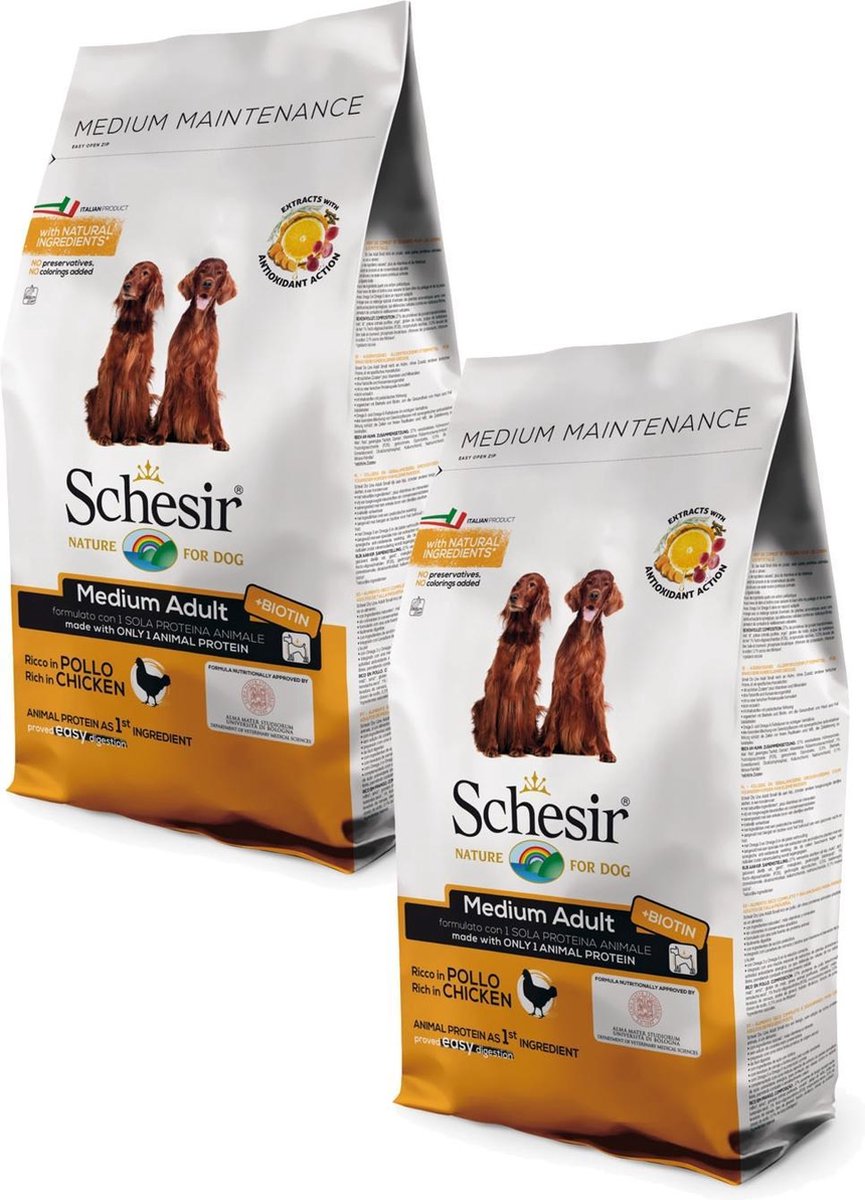Schesir Medium Adult Chicken - Hond - Droogvoer - 2 x 3 kg