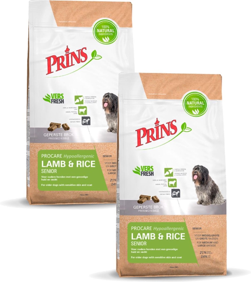 Prins Procare Hypo-Allergic Senior Lam&Rijst - Hondenvoer - 2 x 15 kg Hypo-Allergic