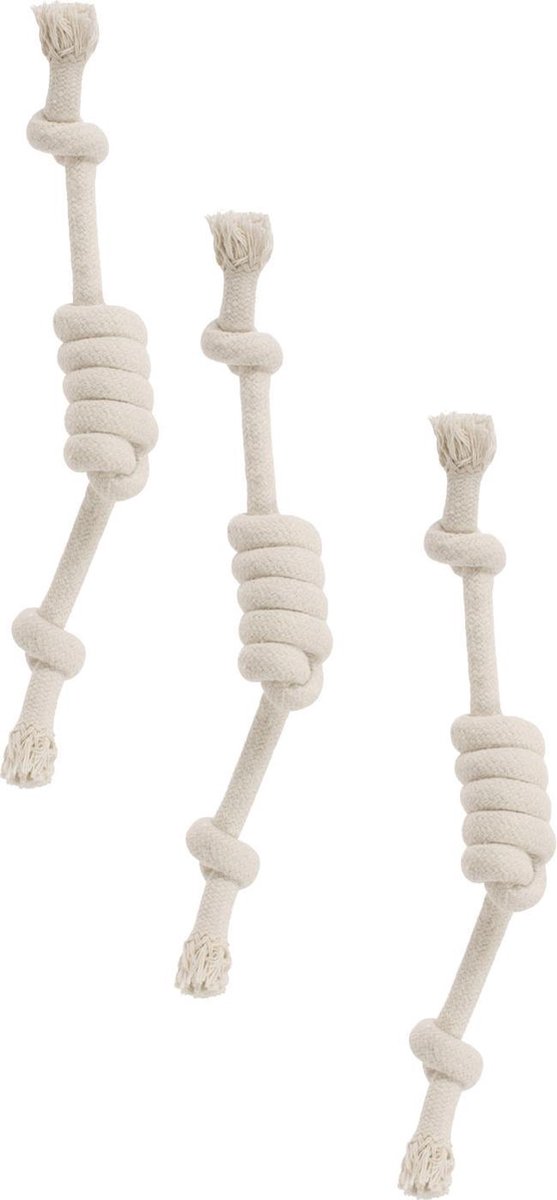 Adori Flostouw Katoen Wit - Hondenspeelgoed - 3 x 27 cm