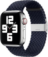 By Qubix Braided nylon bandje - Donkerblauw - Geschikt voor Apple Watch 38mm - 40mm - 41mm - Compatible Apple watch bandje - smartwatch bandje nylon