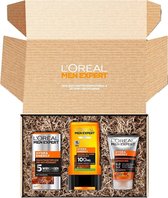 L'Oréal Men Expert Gift Set for Men with Wash Gel, Face Cream and XL Shower Gel with Taurine, Energy Box with Hydra Energy Moisturiser, Refreshing Cleansing Gel and Bodywash, 3 pie