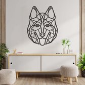 Geometrische Wanddecoratie - Husky - Hout - Wall Art - Muurdecoratie - Zwart - 77 x 59 cm