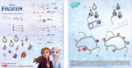 Disney Frozen Totum bedel armbandjes maken met Anna en Elsa knutselset best friend bracelets - Forest Charm Bracelets zilverkleurig - Totum