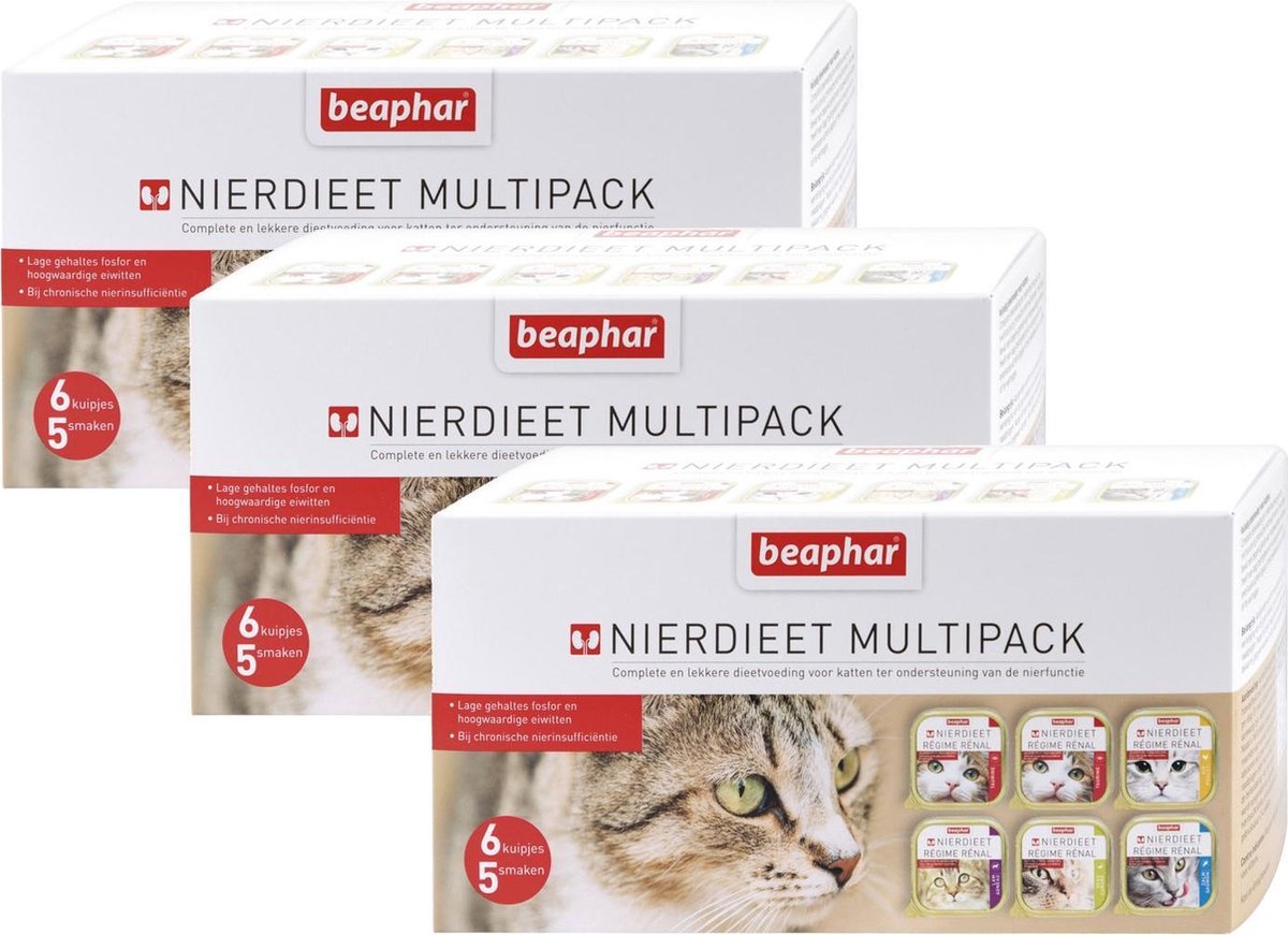 vork bezorgdheid Pool Beaphar Nierdieet Kat Multi Pack 6x100 g - Kattenvoer - 3 x Kip&Eend&Lam |  bol.com