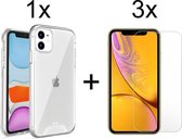 iPhone 11 hoesje Hardcase siliconen case transparant apple hoesjes back cover hoes Extra Stevig - 3x iPhone 11 Screenprotector