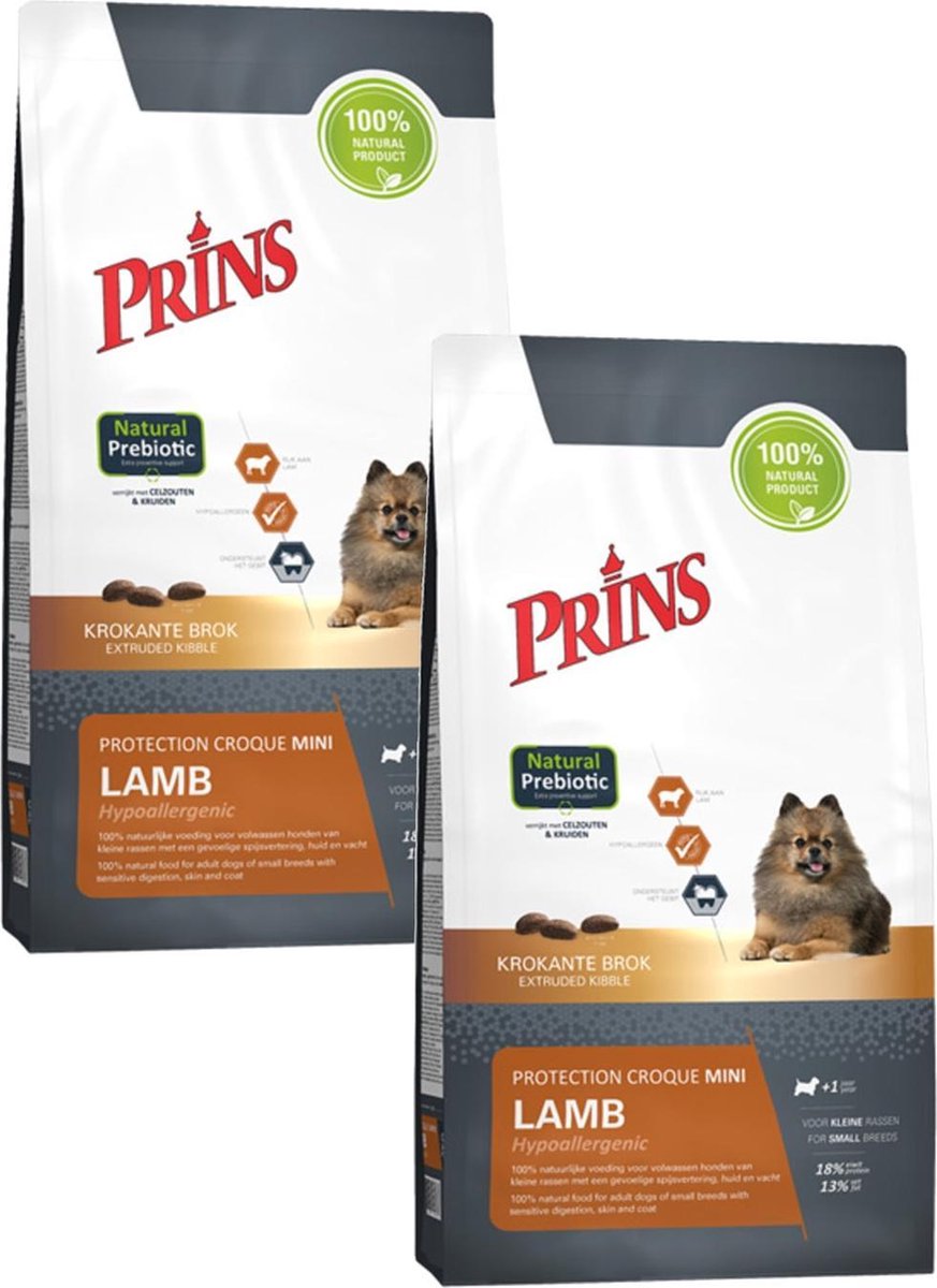 Prins Prins Protection Croque Mini Lamb Hypoallergenic - Hondenvoer - 2 x 2 kg