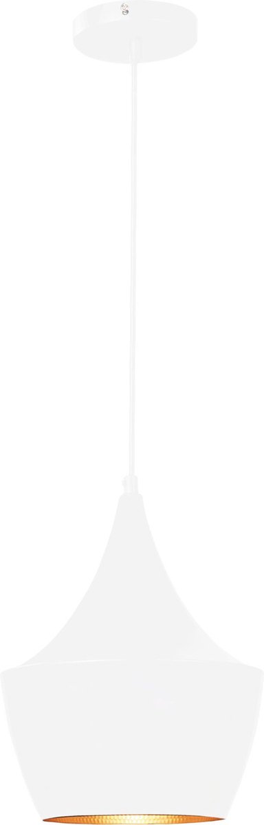 QUVIO Hanglamp modern - Plafondlamp - Eettafellamp - Verlichting - Slaapkamer verlichting - Keukenverlichting - Keukenlamp - Rond met koperen binnenkant - E27 Fitting - Voor binnen - Met 1 lichtpunt - Diameter 25 cm - Wit