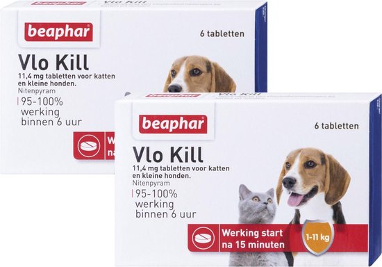 Beaphar Vlo Kill Hond En Kat Tot 11 Kg - Anti vlooienmiddel - 2 x 6 tab |  bol.com
