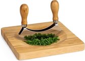 Klarstein Kruidenplank 100% bamboe - Snijplank 20 x 2 x 20 cm - Inclusief hakmes met twee lemmets