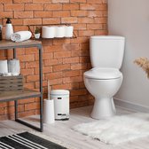 Relaxdays pedaalemmer badkamer - 5l vuilnisbak - afvalbak toilet - met binnenemmer - wit