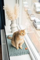 Sunny Mat - vensterbank mat - kattenmat - Grijsgroen - Medium - handgemaakt - gehaakt - gerecycled katoen