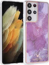 UNIQ Accessory Paars Print Back Cover Telefoonhoesje voor Samsung Galaxy S21 Ultra – Beschermende TPU-materiaal, Perfecte Pasvorm.