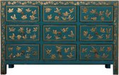 Fine Asianliving Chinees Dressoir Teal Handbeschilderd Vlinders B140xD40xH88cm Chinese Meubels Oosterse Kast