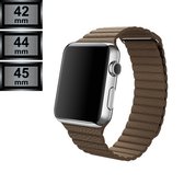 Smartwatch Bandje geschikt voor Apple Watch Series 1/2/3/4/5/6/SE/7 - 42/44/45mm - Leather Loop PU Leer - Bruin