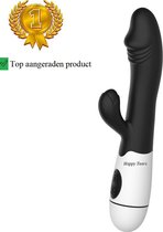 Clitoris En G-spot Stimulator voor vrouwen met extra stimulatie | Fijne orgasmes | Realistische eikel  | Krachtige Vibrator | Duo Vibrator | 30 standen | 19.5cm | Zwart |