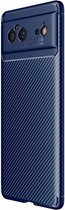 Google Pixel 6 Hoesje Siliconen Carbon TPU Back Cover Blauw