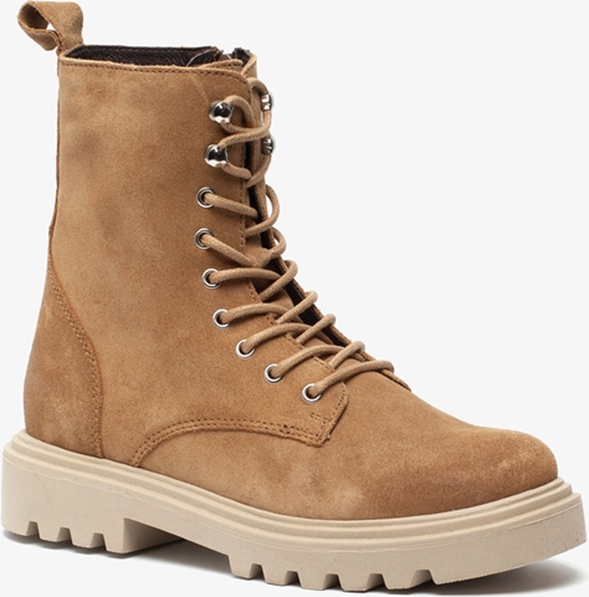 TwoDay suede dames veterboots Beige Maat 36 Echt leer bol